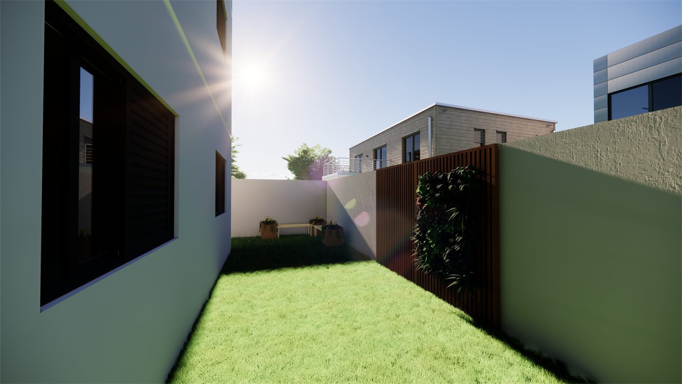 Garden privativo com grama sintética em unidade térrea